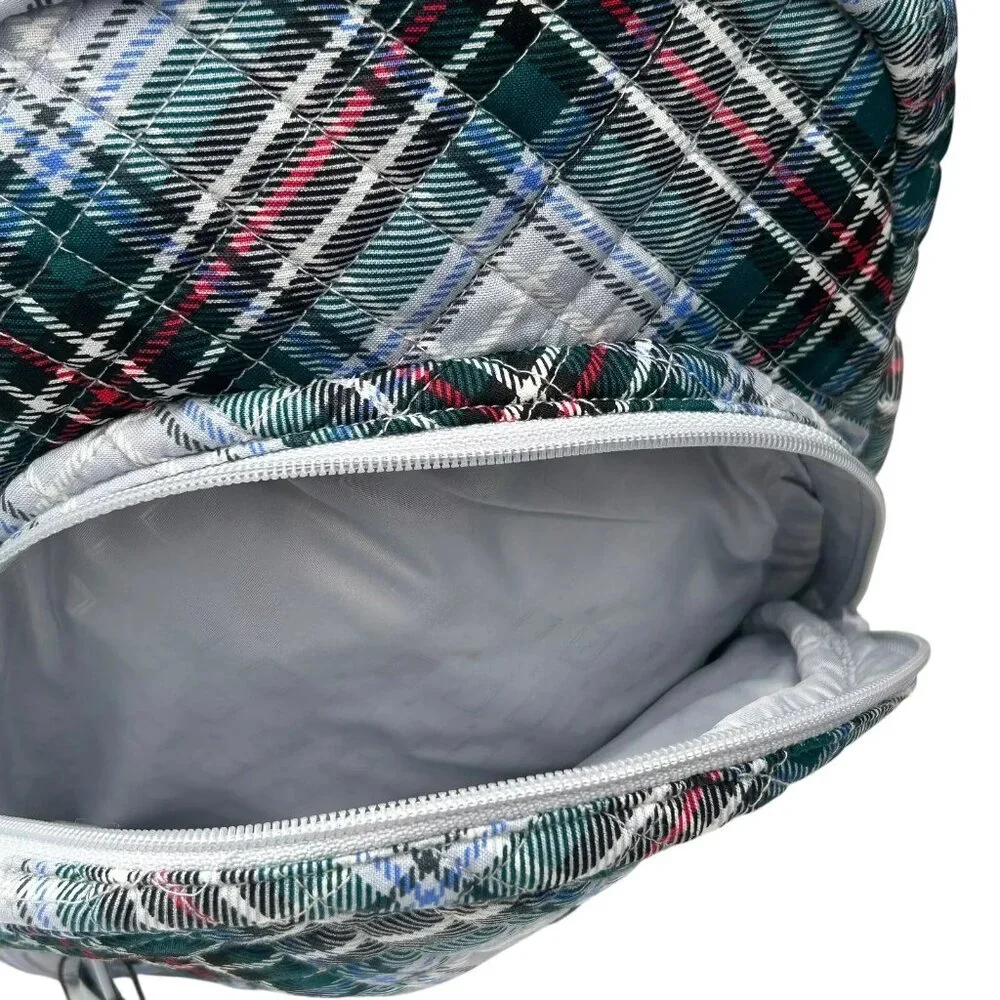 Vera Bradley‎ Cotton Compact Backpack Snowy Plaid Quilted 20L Machine Washable